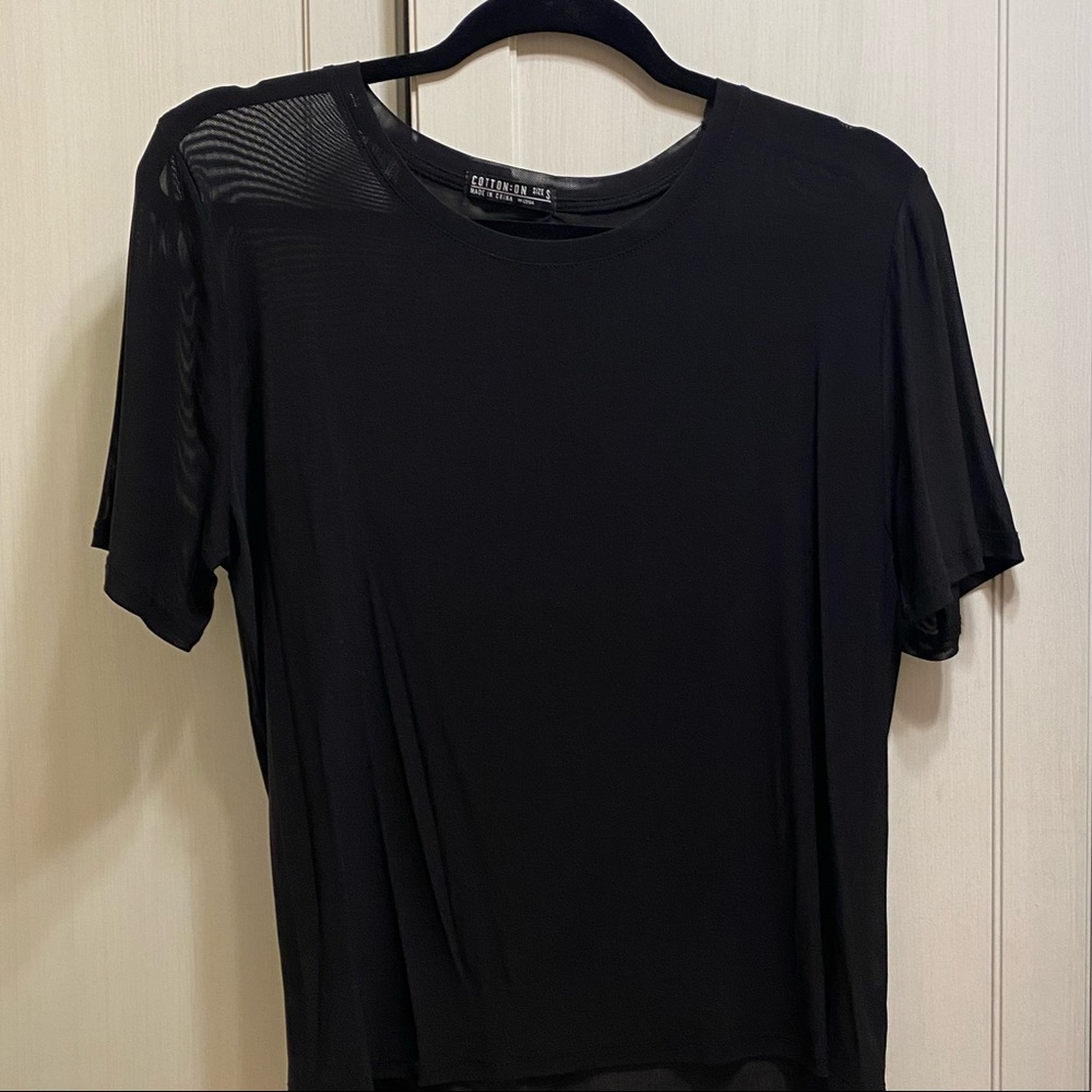 Cotton On Mesh Black T-Shirt NWOT